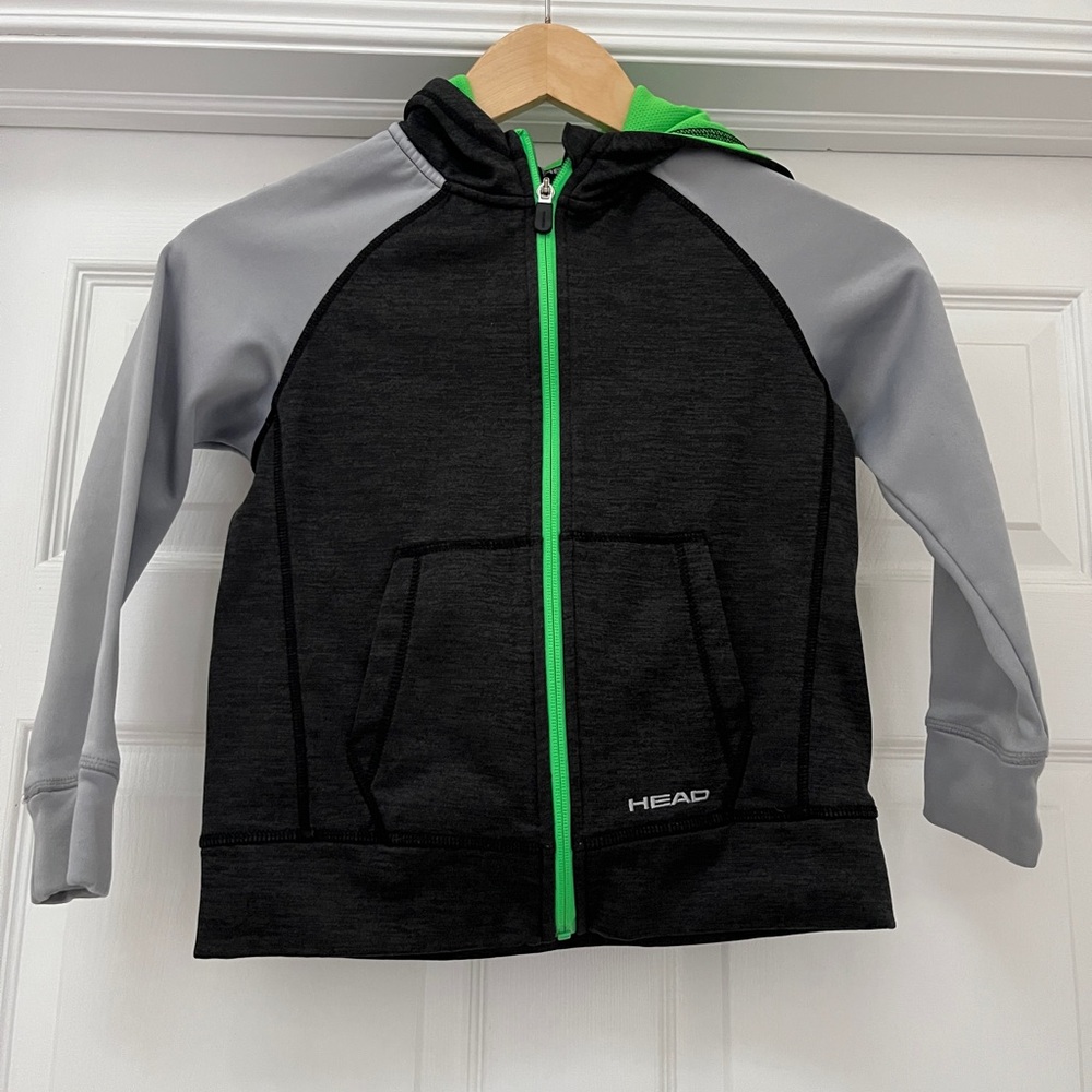HEAD Black and Gray Hoodie with Green Accents